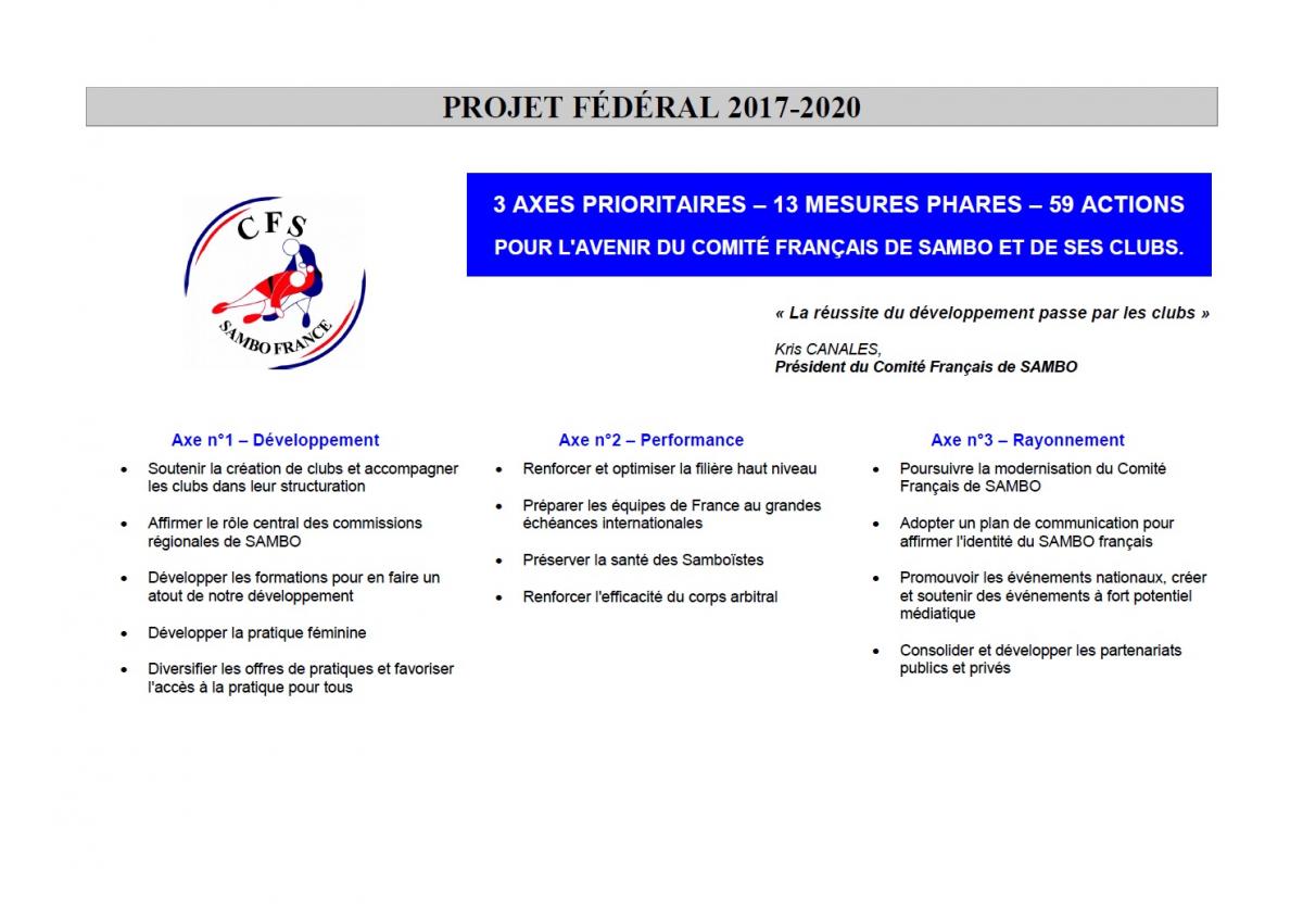 Projet fédéral 2017-2020